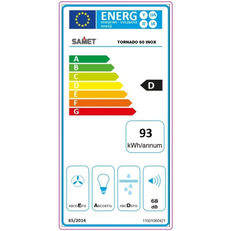 Cappa sottopensile 60 cm colore inox con luci led - Tornado Samet