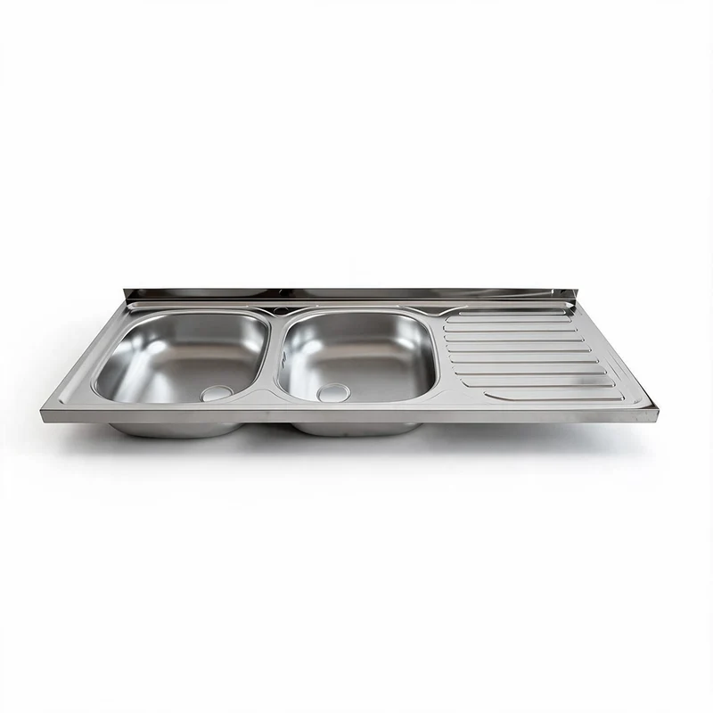 Lavello cucina appoggio doppia vasca gocciolatoio destro 120x50 cm - Samet SA127DX