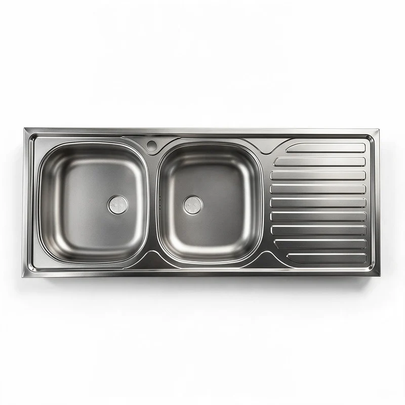 Lavello cucina appoggio doppia vasca gocciolatoio destro 120x50 cm - Samet SA127DX