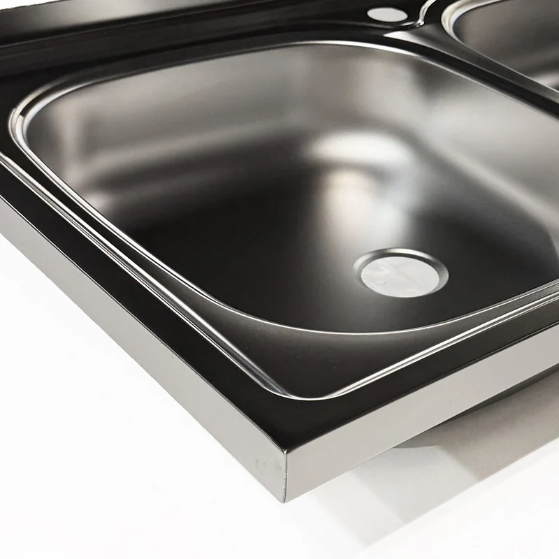Lavello cucina appoggio doppia vasca gocciolatoio destro 120x50 cm - Samet SA127DX