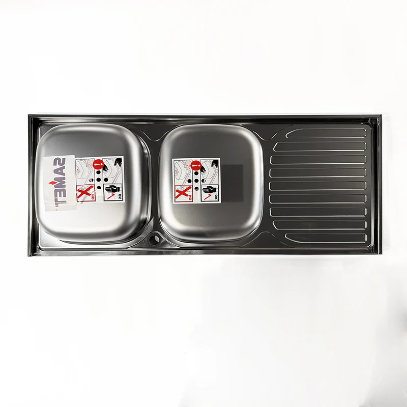 Lavello cucina appoggio doppia vasca gocciolatoio destro 120x50 cm - Samet SA127DX