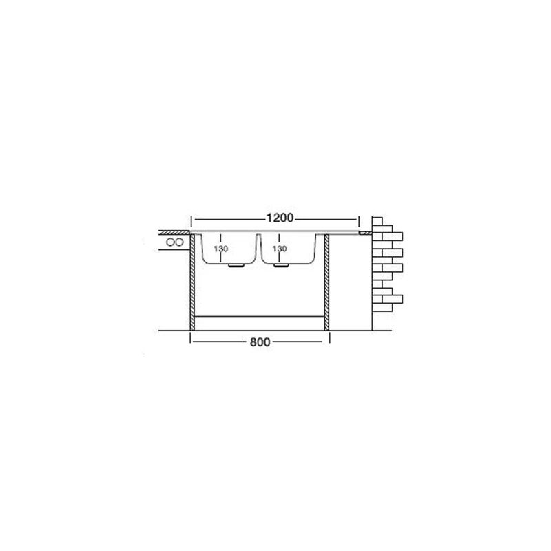 Lavello cucina appoggio doppia vasca gocciolatoio destro 120x50 cm - Samet SA127DX