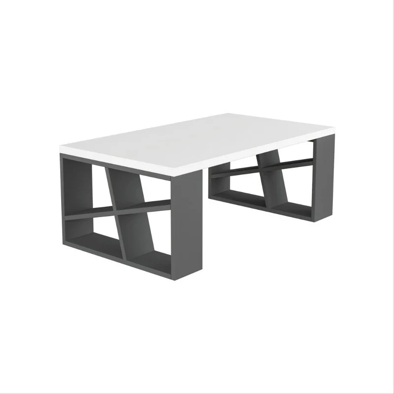Tavolino da salotto con piano bianco e gambe antracite 105x60 cm - Honey