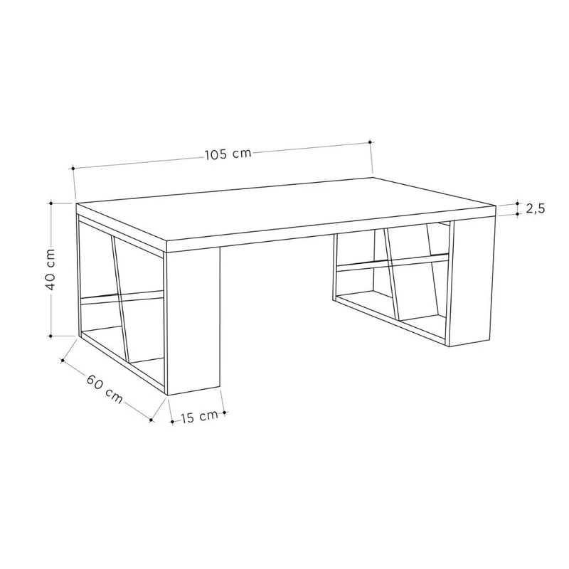 Tavolino da salotto con piano bianco e gambe antracite 105x60 cm - Honey