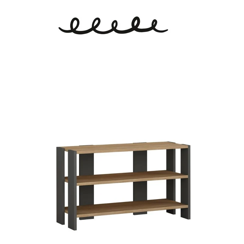 Mobile Ingresso scarpiera 84x43h cm colore rovere antracite con appendiabiti nero - Tono