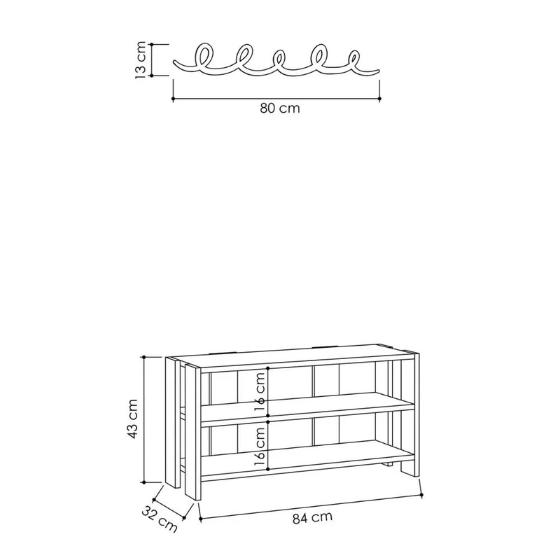 Mobile Ingresso scarpiera 84x43h cm colore rovere antracite con appendiabiti nero - Tono