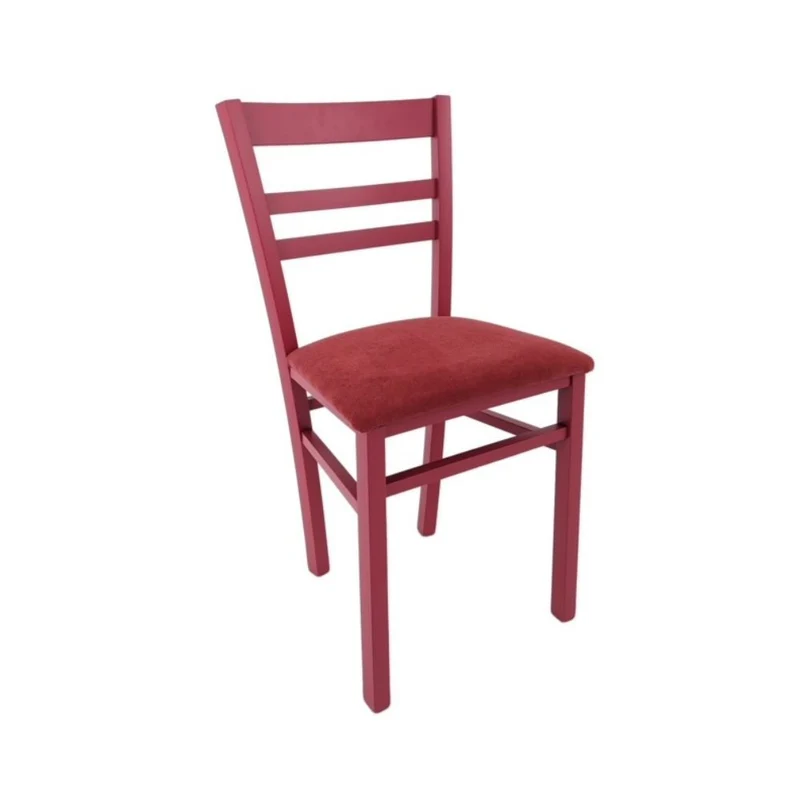Set 2 sedie in legno rivestita in tessuto colore rosso - Cromica