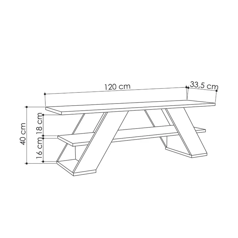 Mobile Porta TV 120x40 cm aperto con due ripiani colore bianco - Farfalla