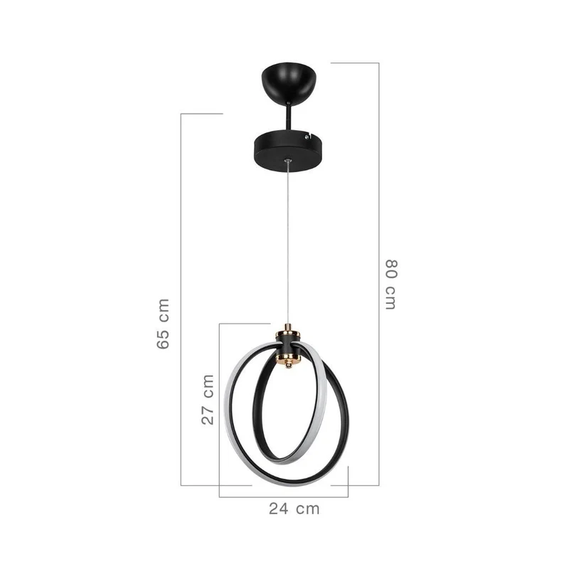 Lampada a sospensione 80 cm con due cerchi Led - Felicia