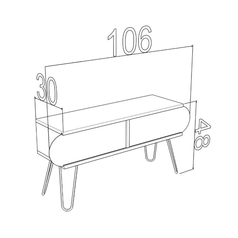 Mobile Porta TV 106x48h in legno colore noce e piedi in metallo - Ilia