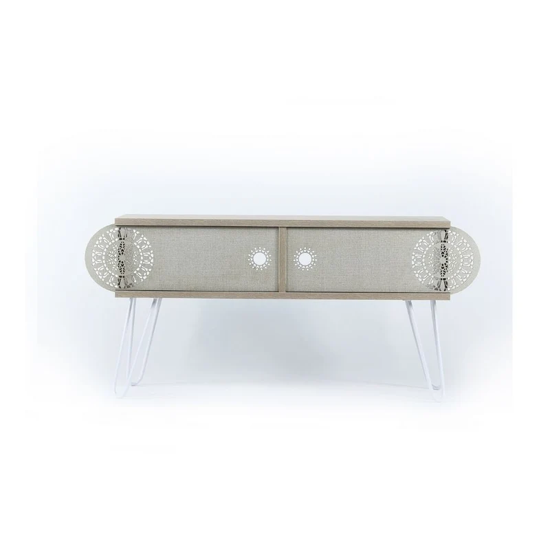 Mobile Porta TV 106x48h piedi in metallo e colore rovere - Ilia