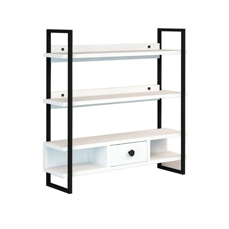 Scaffale da parete 80x75 cm con mensole e cassetto - Severo