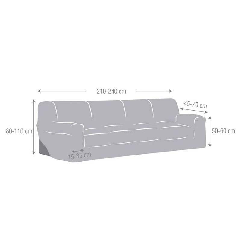Copridivano elastico 210/240 cm per divano 4 posti colore grigio - Troya