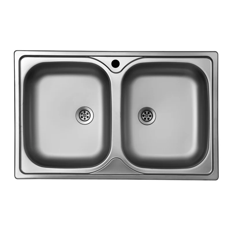 Lavello doppia vasca ad incasso in acciaio inox 79x50 cm - Classic 170