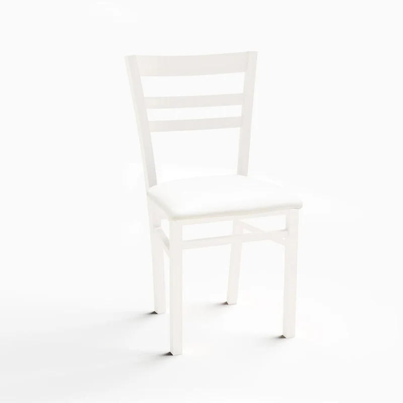 Set 2 sedie in legno colore bianco opaco con seduta rivestita