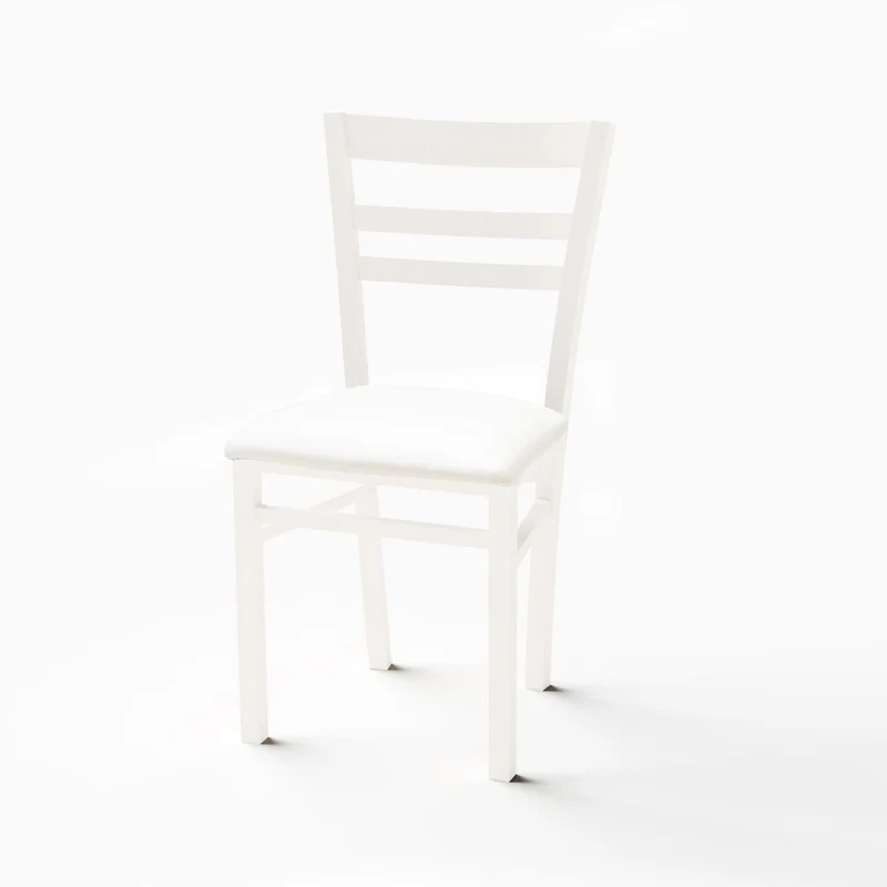 Set 2 sedie in legno colore bianco opaco con seduta rivestita