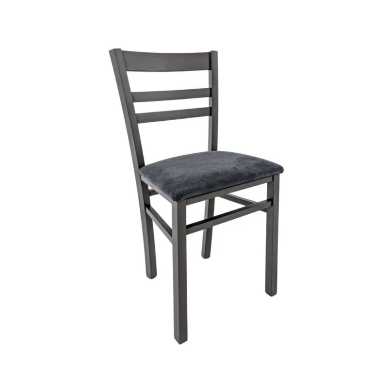 Set 2 sedie in legno colore grigio con seduta in tessuto