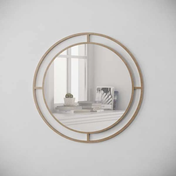 Specchio rotondo 57cm con doppia cornice in metallo colore oro - Bubble