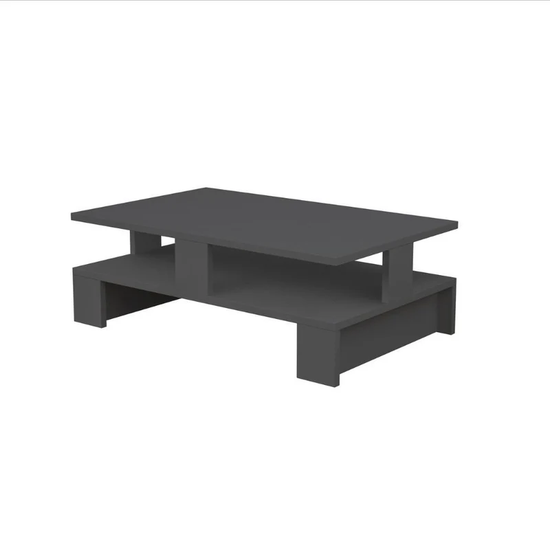 Tavolino da salotto con doppio ripiano colore antracite 80x50 cm - Mansu