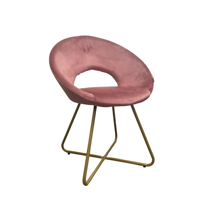 Set 2 poltroncine da salotto Etere velluto rosa e gambe oro