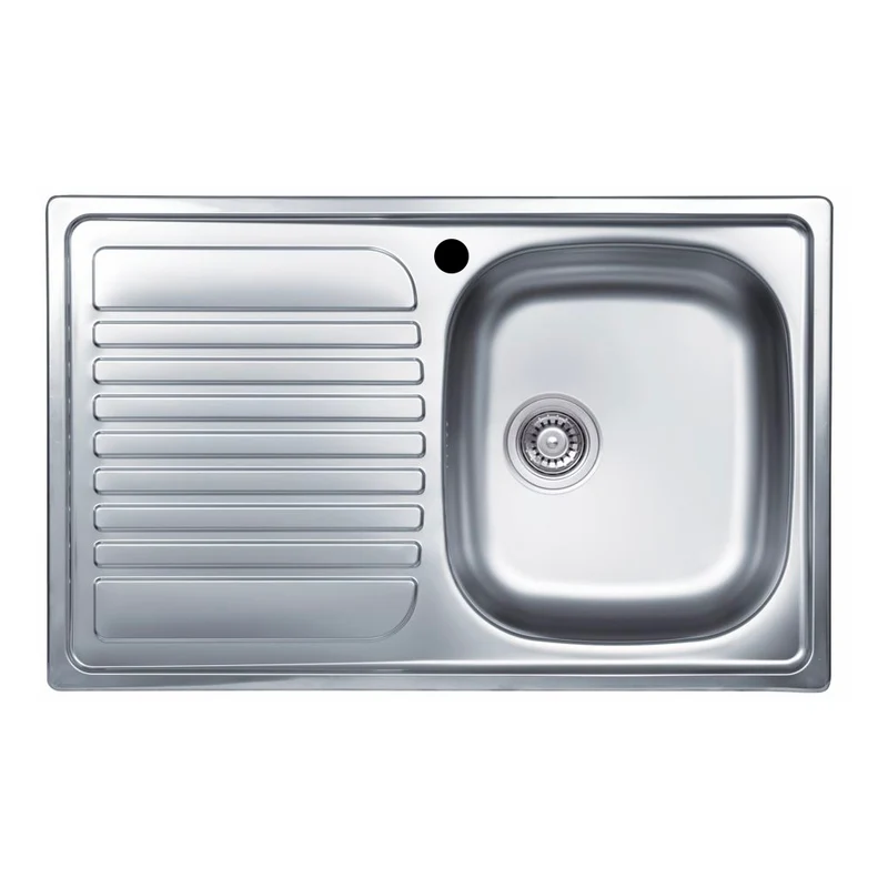 Lavello incasso in acciaio inox satinato gocciolatoio sinistro 79x50 cm - Samet Classic 273