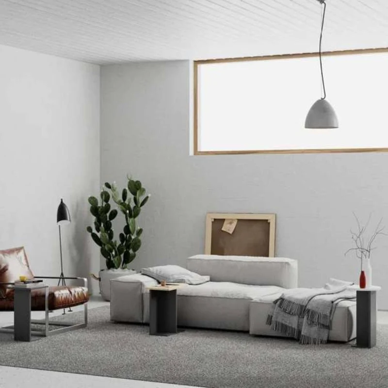 Tris tavolino da salotto colore bianco e rovere e antracite Mund