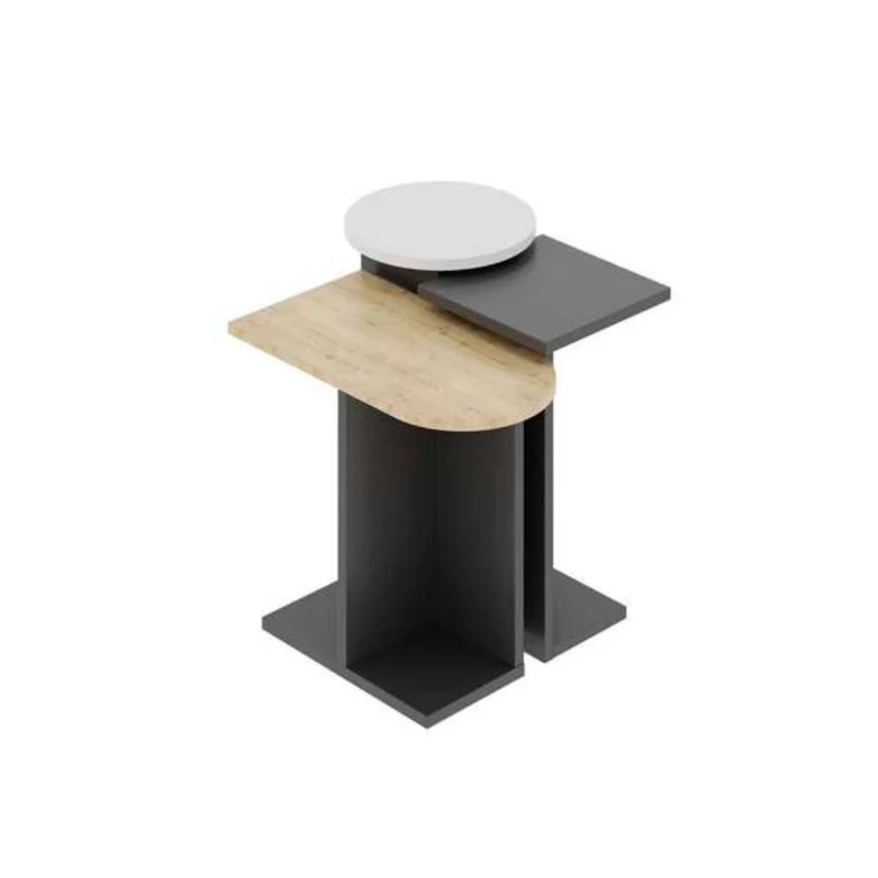 Tris tavolino da salotto colore bianco e rovere e antracite Mund