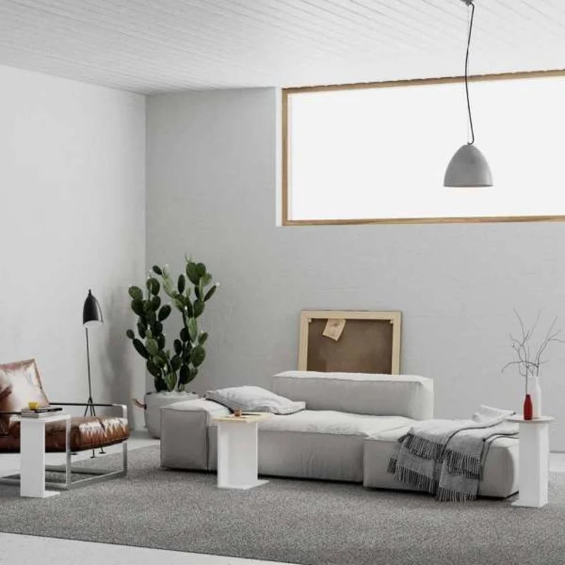 Tris tavolino da salotto colore bianco e rovere e light mocha Mund