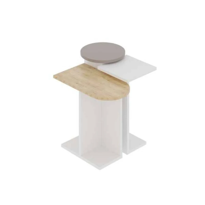 Tris tavolino da salotto colore bianco e rovere e light mocha Mund