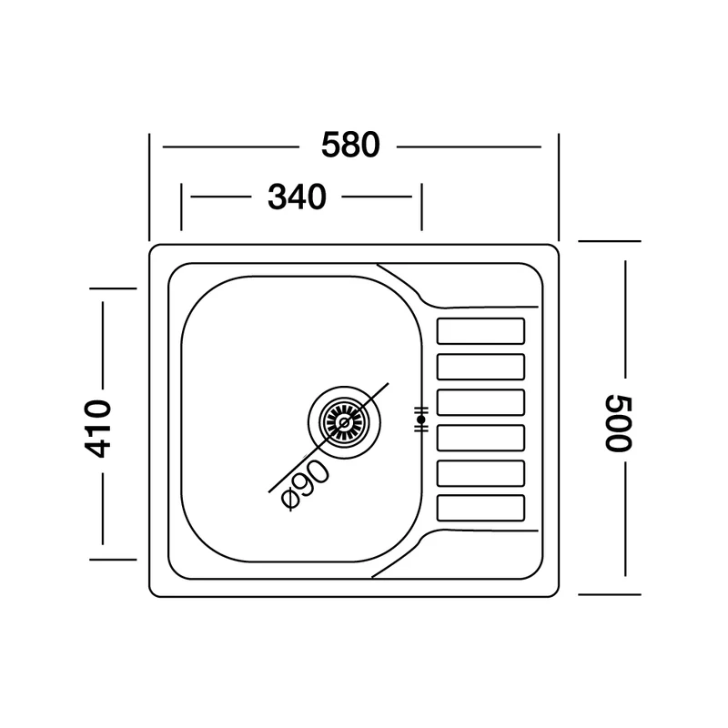Lavello monovasca reversibile in acciaio inox 60x50 cm - Rondo' EC196