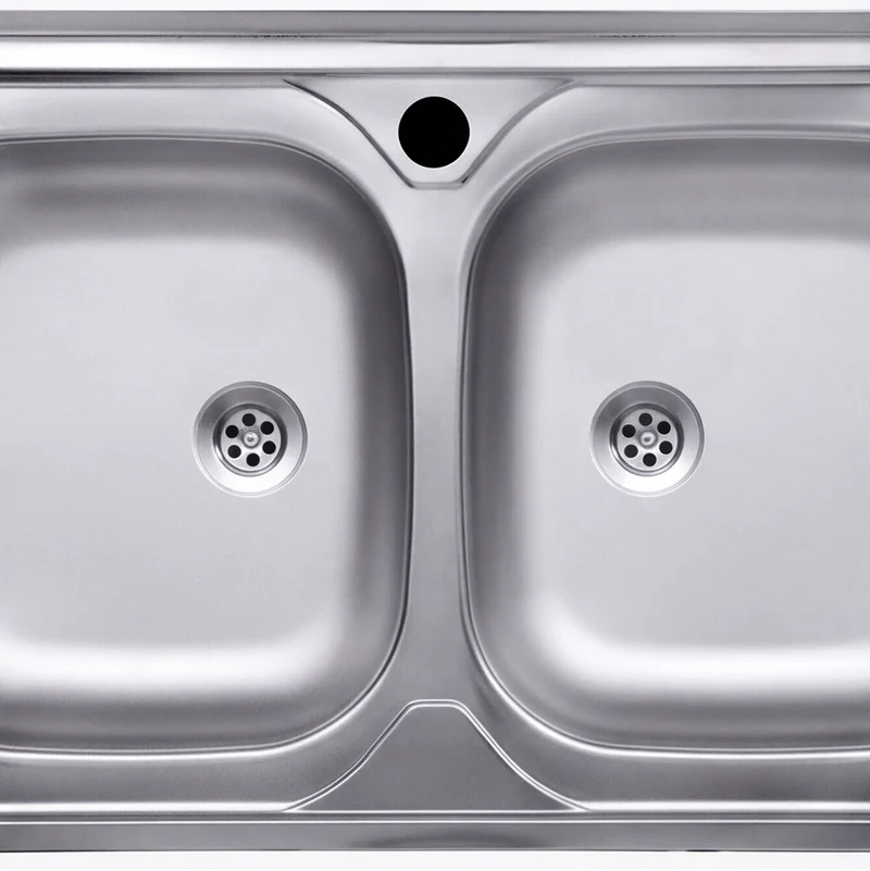 Lavello doppia vasca 80x50 cm con superficie satinata - N214