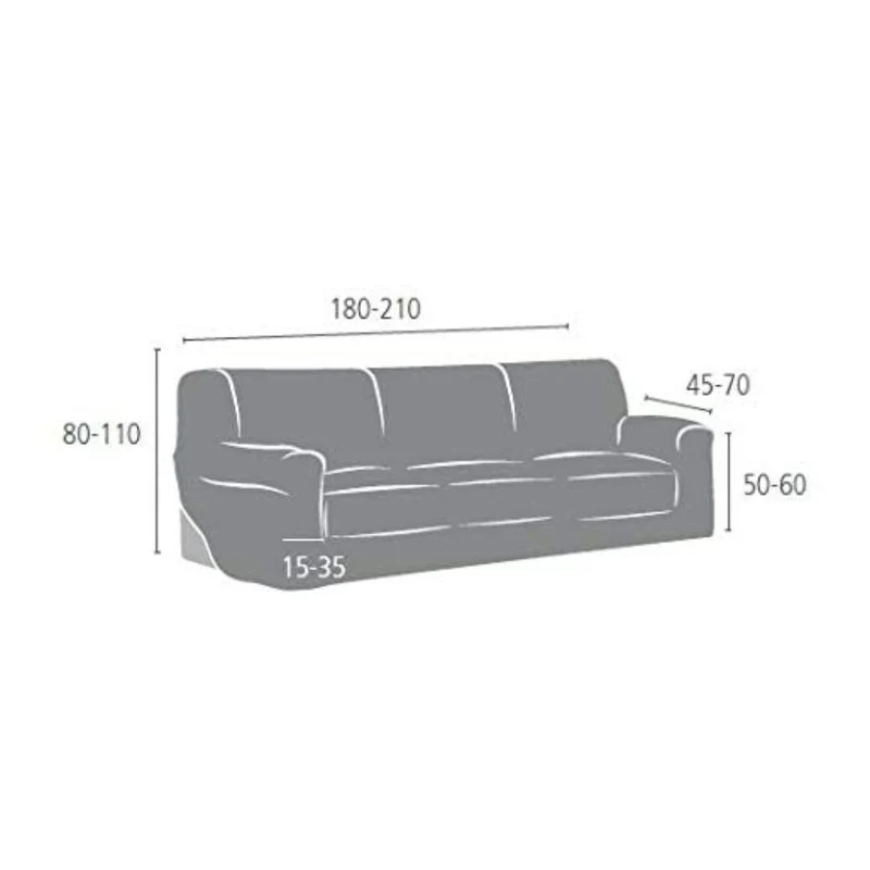 Copridivano elastico 3 posti grigio 180/210 cm Troya
