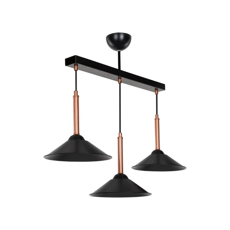 Lampada a sospensione 60 cm con paralumi in metallo color nero e bronzo