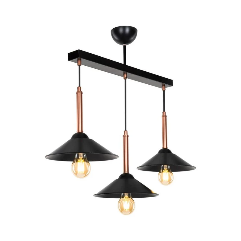 Lampada a sospensione 60 cm con paralumi in metallo color nero e bronzo
