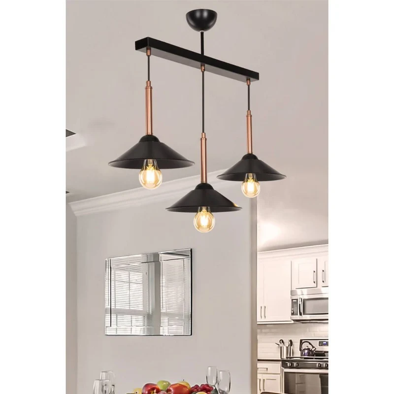 Lampada a sospensione 60 cm con paralumi in metallo color nero e bronzo