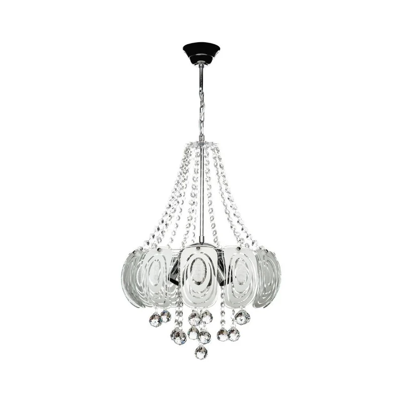 Lampada da soffitto 50 cm argento vetro decorato e pietre effetto cristallo