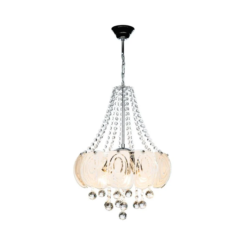 Lampada da soffitto 50 cm argento vetro decorato e pietre effetto cristallo
