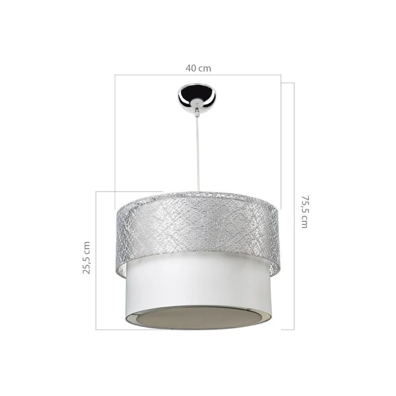 Lampada a sospensione 70 cm in tessuto grigio - Polo