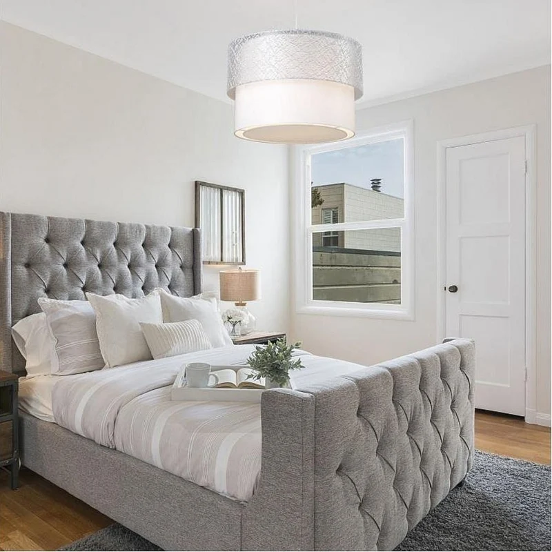 Lampada a sospensione 70 cm in tessuto grigio - Polo