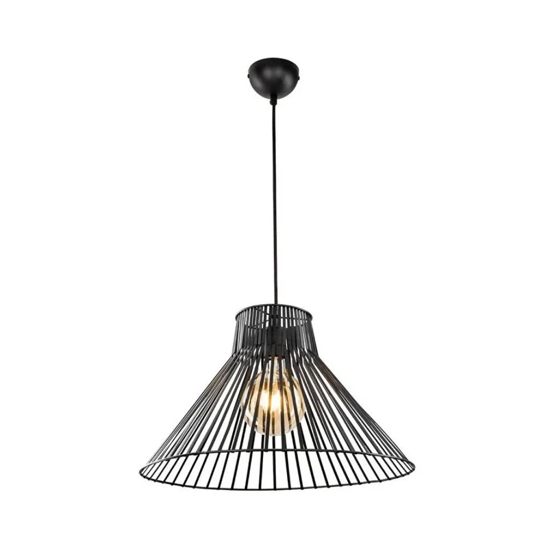 Lampada a sospensione 100h filo metallico colore nero Panama