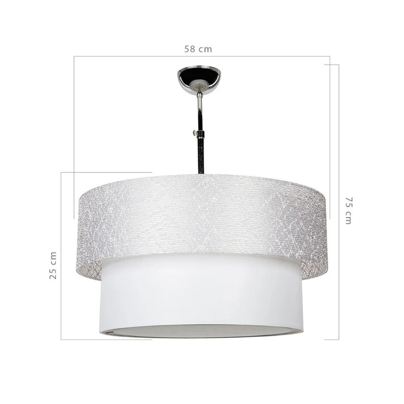 Lampada a sospensione in tessuto grigio - Polo