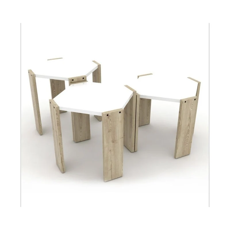 Kit tavolini da salotto 44,5 cm impilabili colore rovere e bianco - Nido Hansel