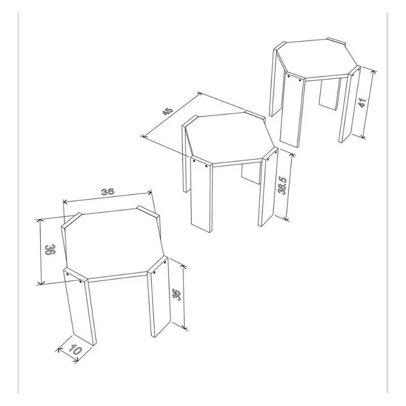 Kit tavolini da salotto 44,5 cm impilabili colore rovere e bianco - Nido Hansel