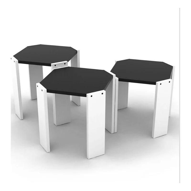 Kit tavolini da salotto 44,5 cm impilabili colore bianco e nero - Nido Hansel