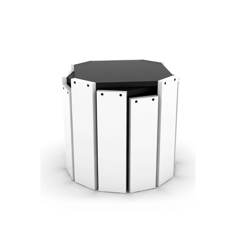 Kit tavolini da salotto 44,5 cm impilabili colore bianco e nero - Nido Hansel