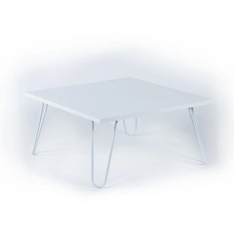 Tavolino da salotto 60x60 cm con piano in legno colore bianco e struttura in metallo - Ilia
