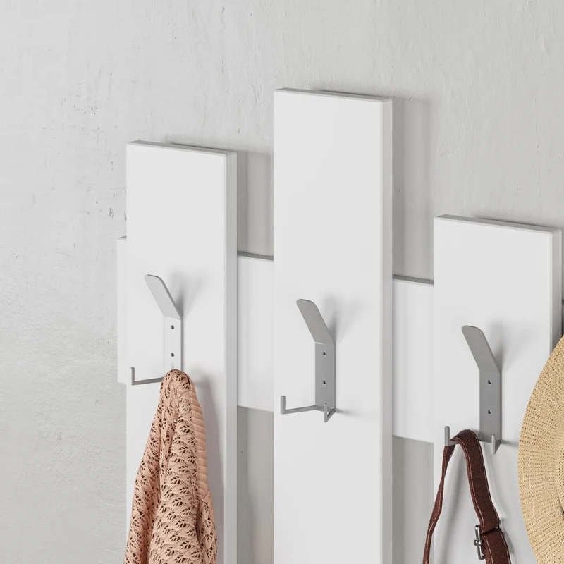 Appendiabiti a muro in legno con 8 ganci 64x81h cm colore bianco - Wave