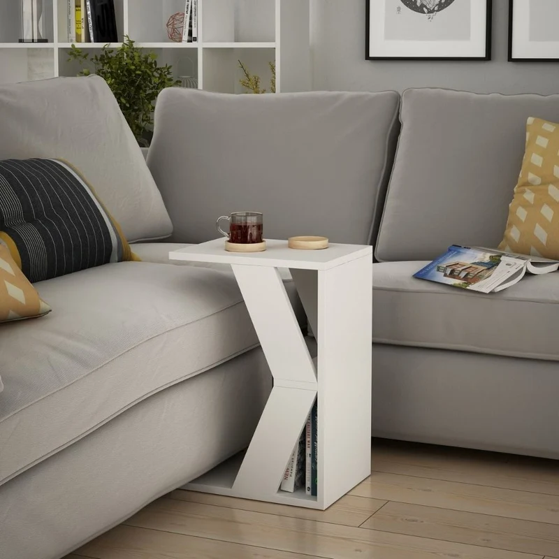 Tavolino da divano porta computer 30x57h colore bianco - Naze