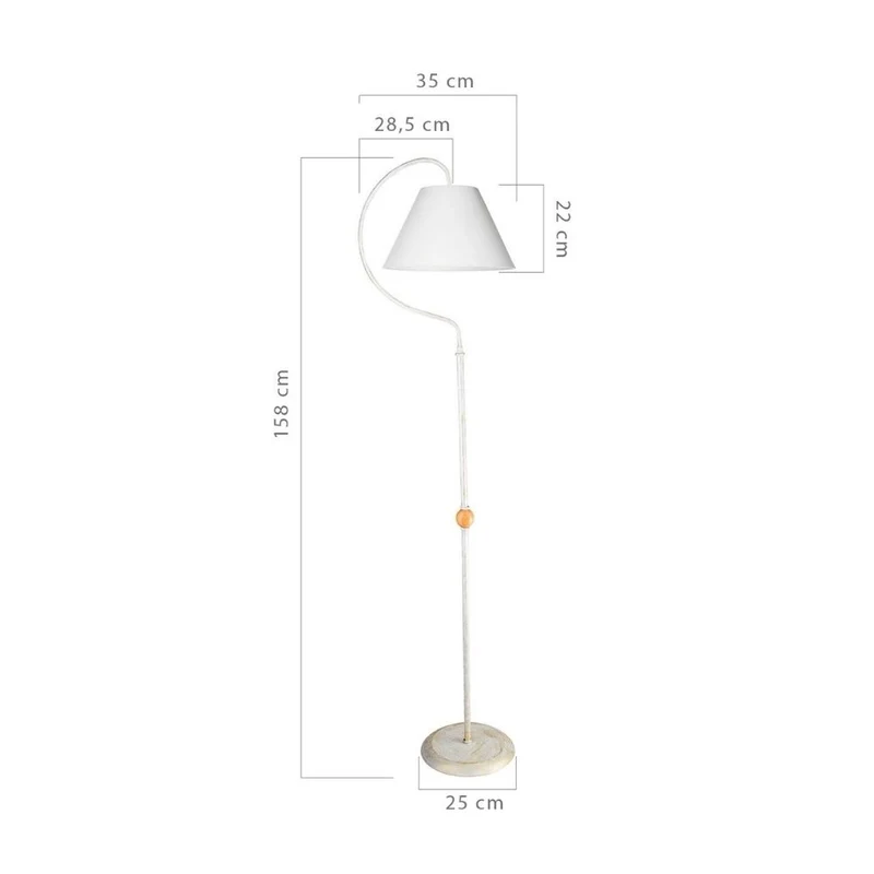 Lampada da terra 158cm a stelo con paralume in tessuto colore bianco