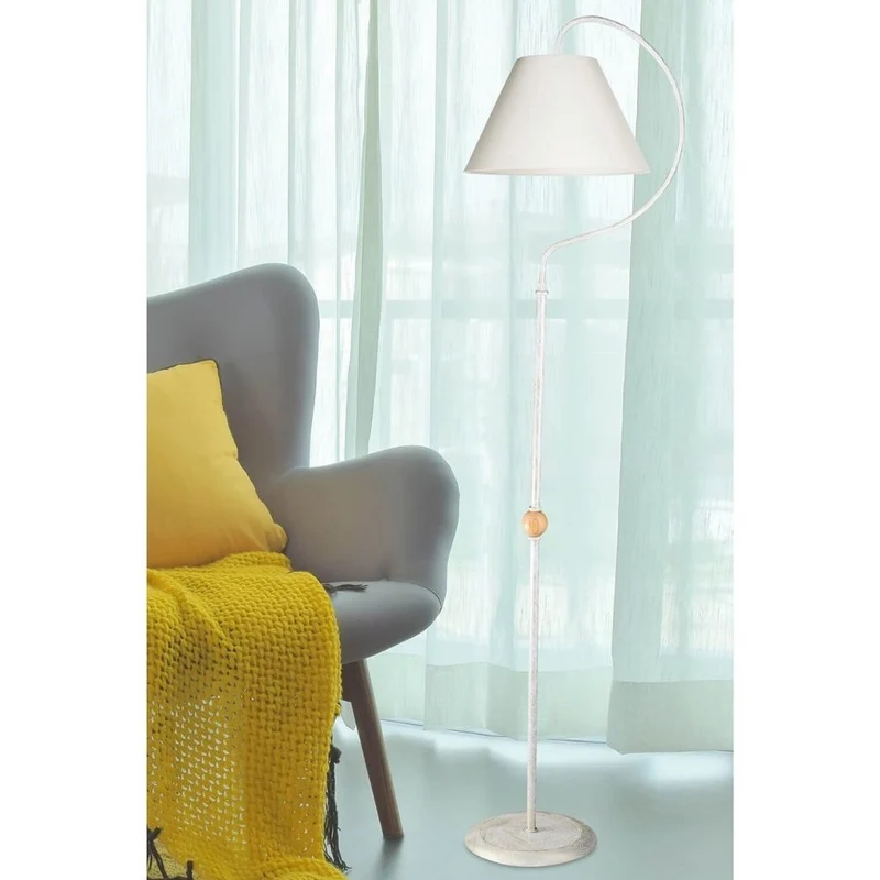Lampada da terra 158cm a stelo con paralume in tessuto colore bianco